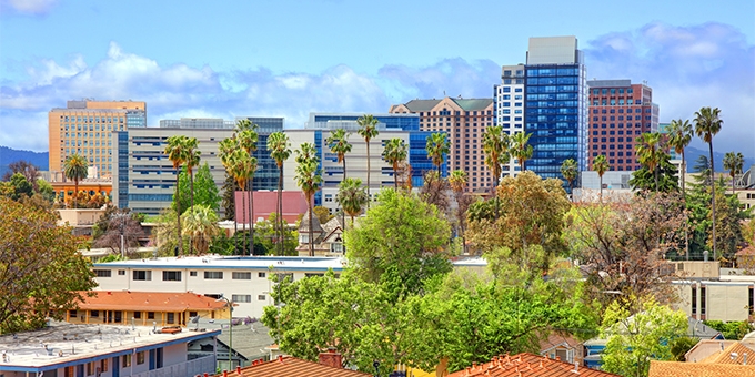 Downtown San Jose, California city skyline.