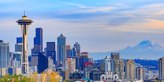 Downtown Seattle skyline with Space Needle.