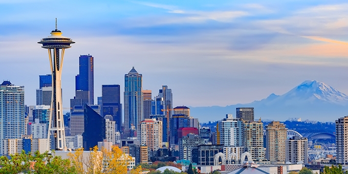 Downtown Seattle skyline with Space Needle.