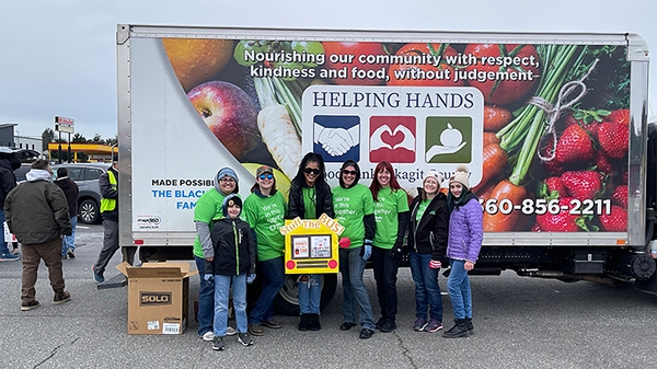 WaFd employees volunteering at Stuff the Bus Helping Hands.