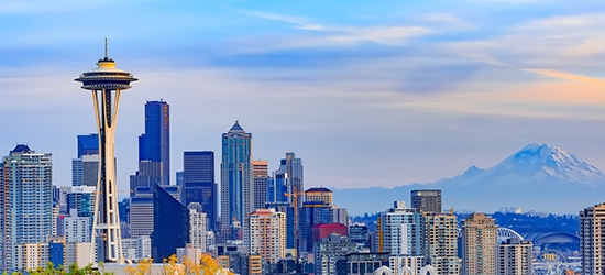 Downtown Seattle skyline with Space Needle.